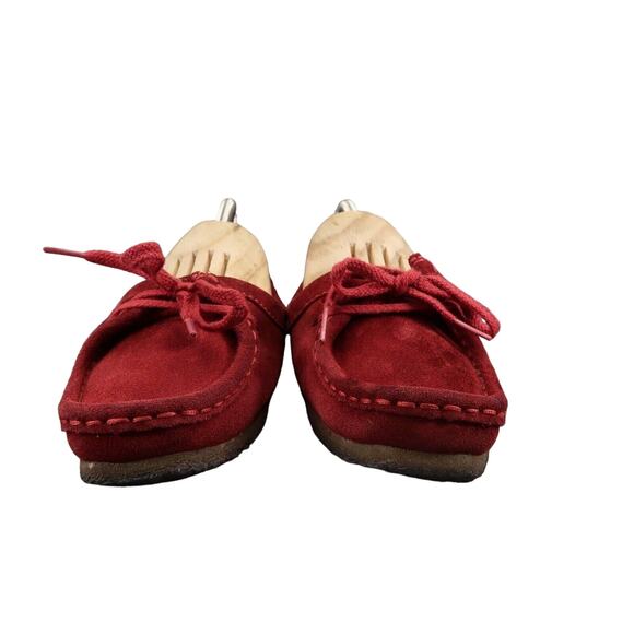 Clarks Shoes Womens 7 Moccasin Loafer Chukka Classic Flat Leather Red Crepe Sole - Picture 2 of 14